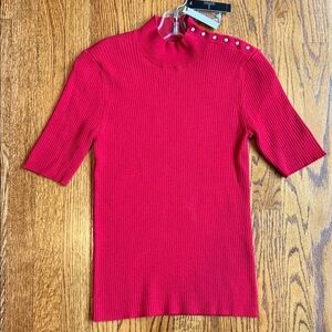 Tahari Red Sweater with Button Accents